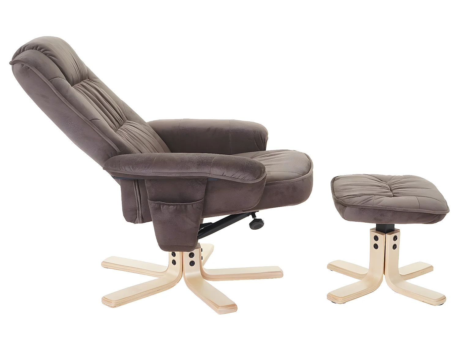 Fauteuil relax H56 avec pouf,  imitation daim