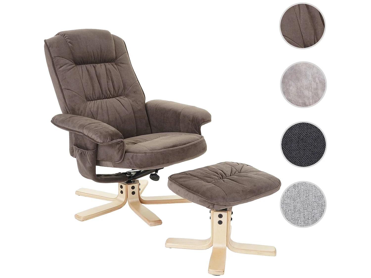 Fauteuil relax H56 avec pouf,  imitation daim
