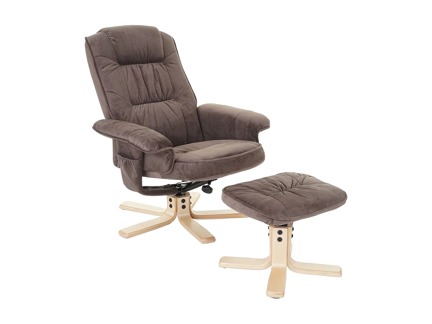 Relaxfauteuil H56 met voetenbank,  imitatie suède bruin