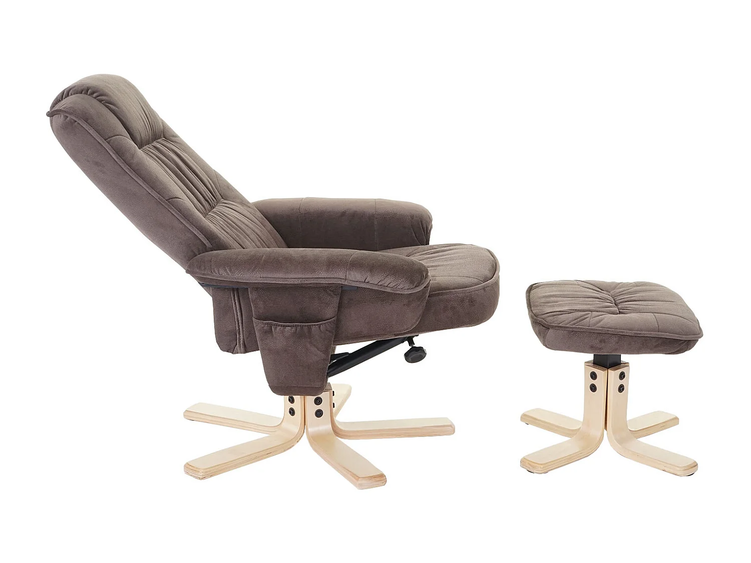 Relaxfauteuil H56 met voetenbank,  imitatie suède bruin