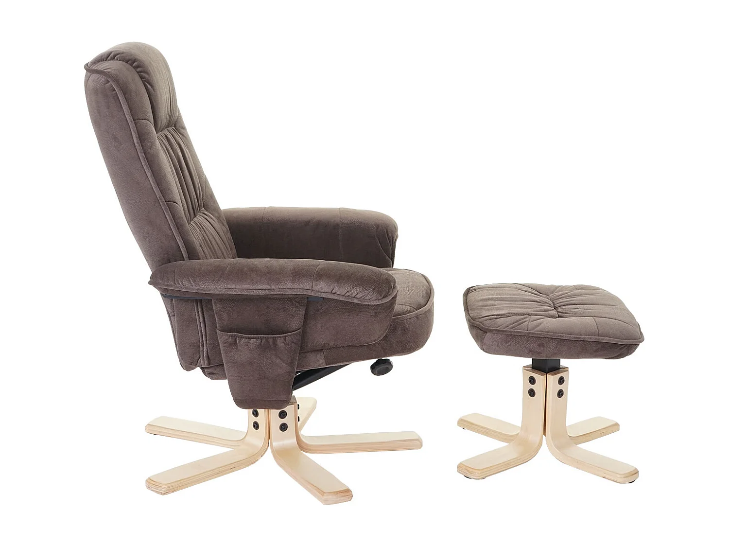 Relaxfauteuil H56 met voetenbank,  imitatie suède bruin