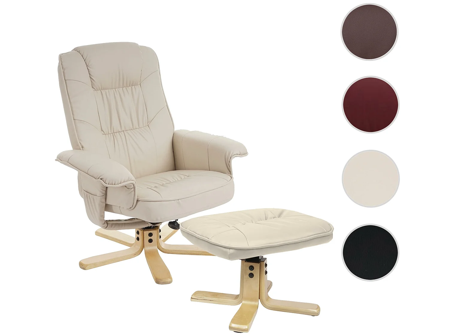Relaxsessel H56 mit Hocker, Creme
