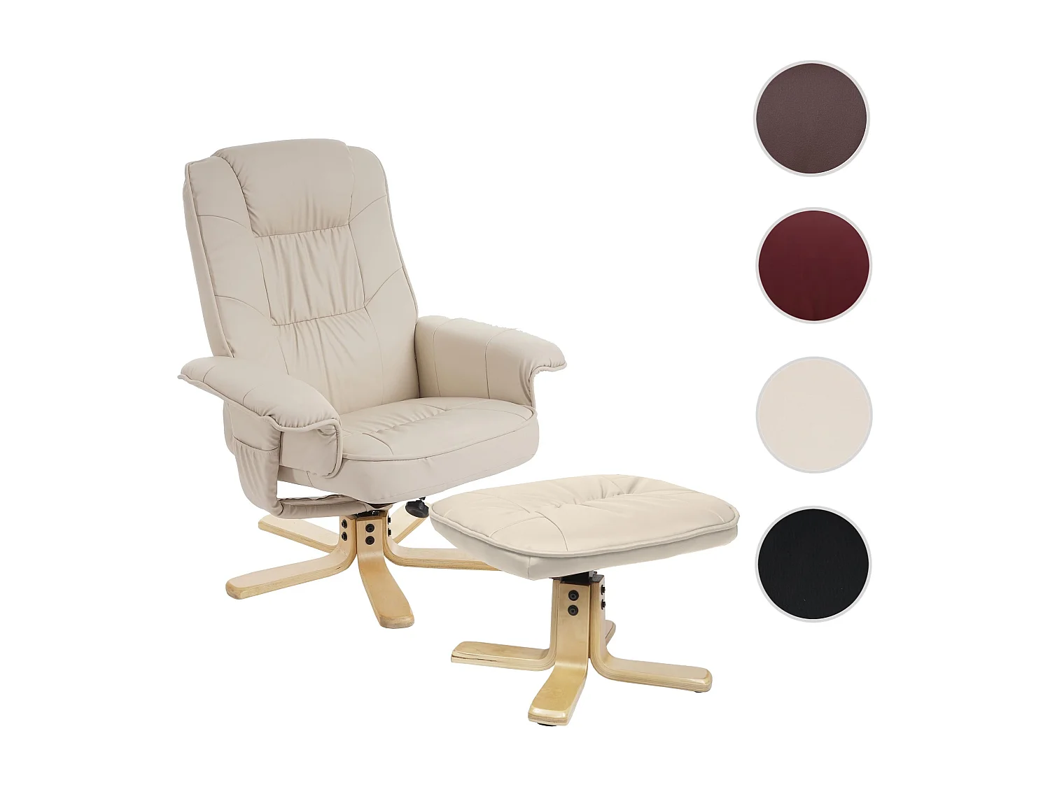 Fotel Relax H56 z taboretem,  kremowy