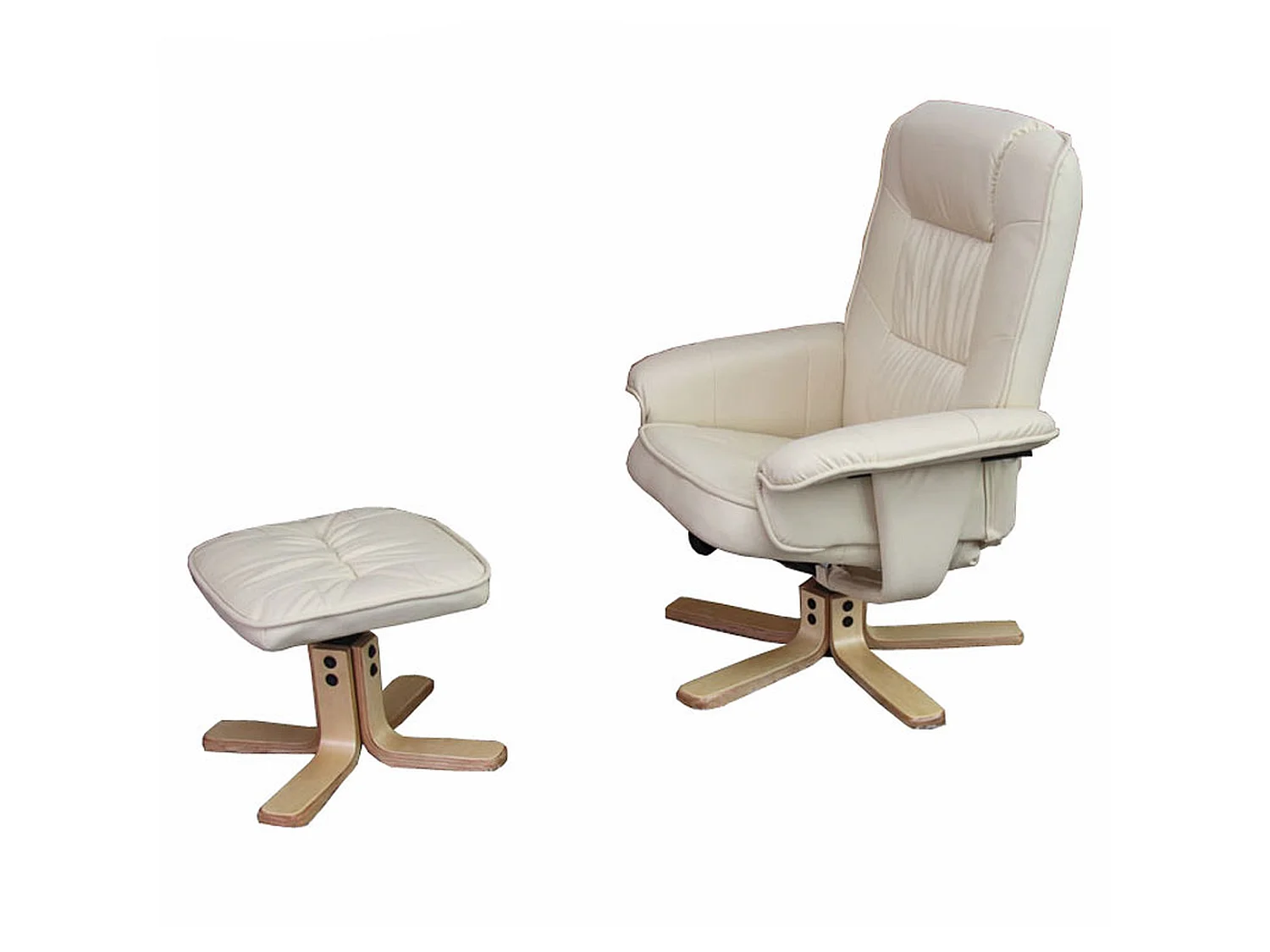 Fotel relaksacyjny H56 z podnóżkiem,  kremowy