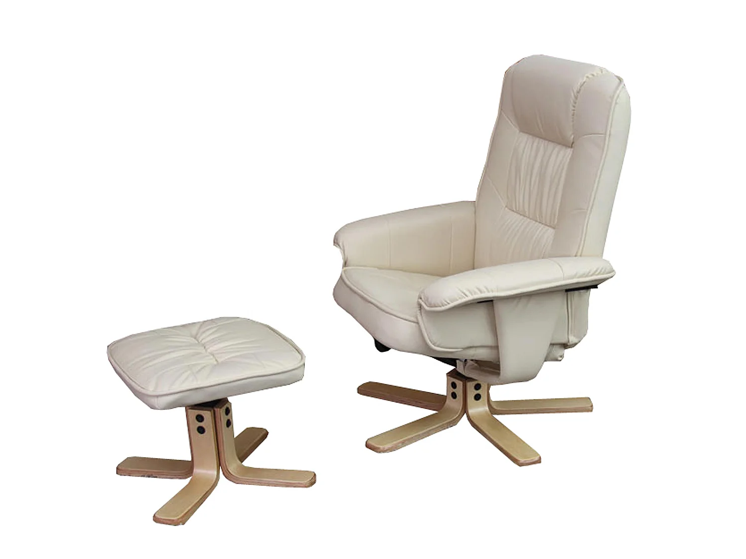 Fotel relaksacyjny H56 z podnóżkiem,  kremowy
