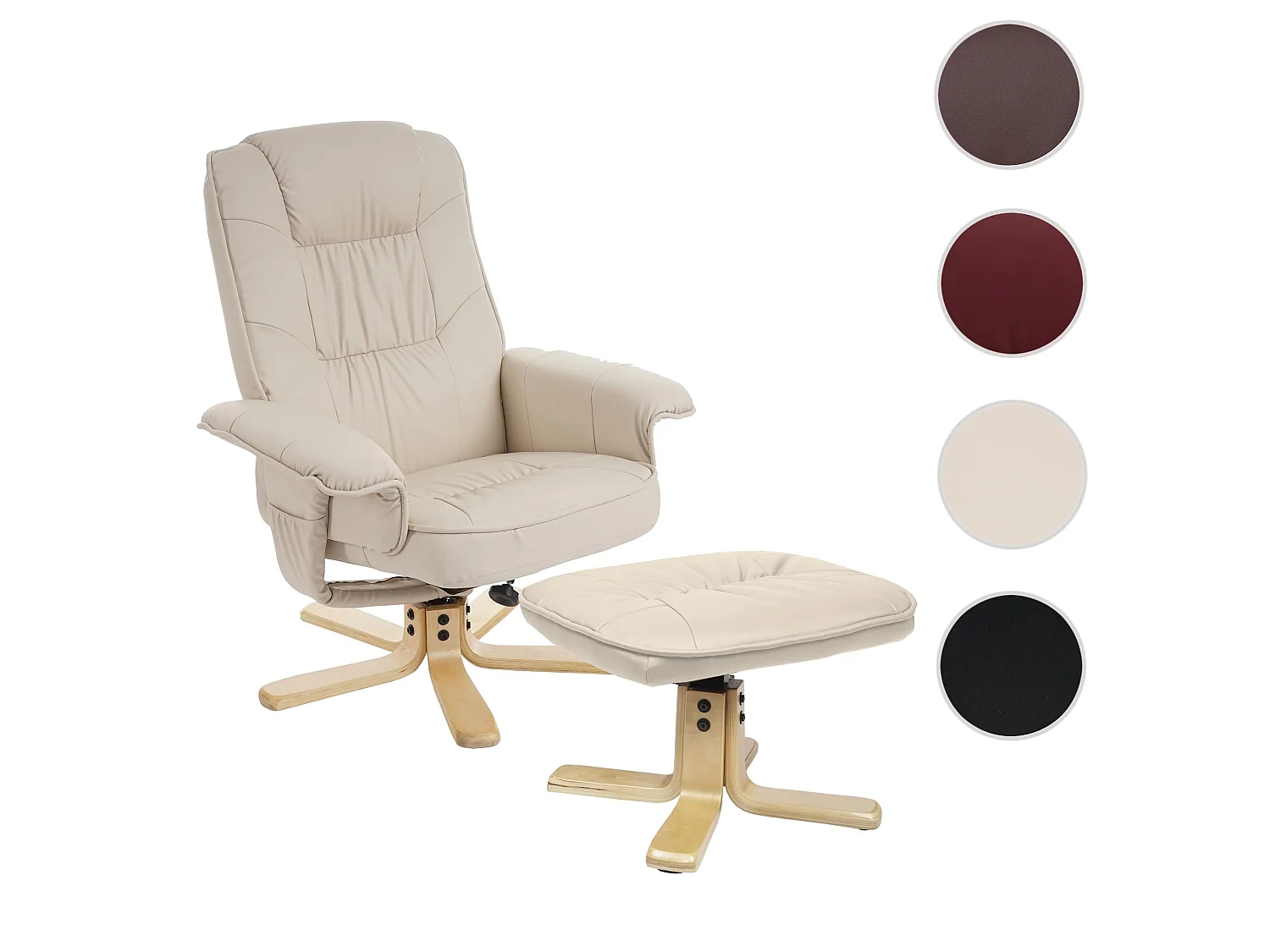 Fotel relaksacyjny H56 z podnóżkiem,  kremowy