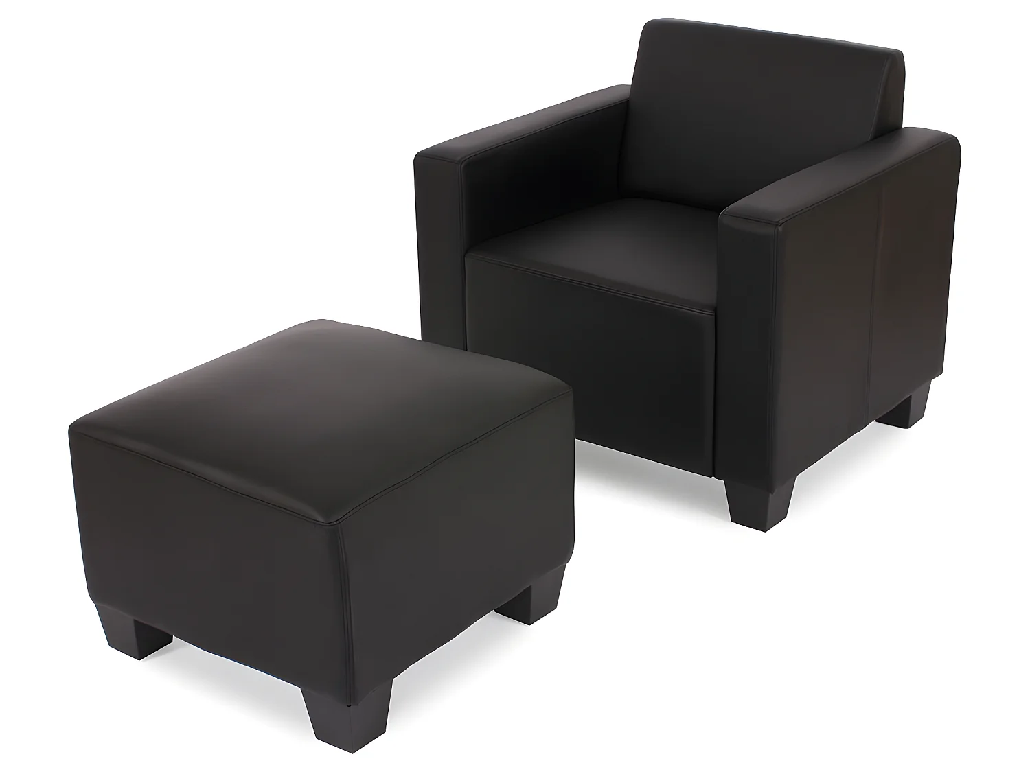 Salotto modulare componibile lounge moderno Lione N71 ecopelle poltrona con poggiapiedi nero