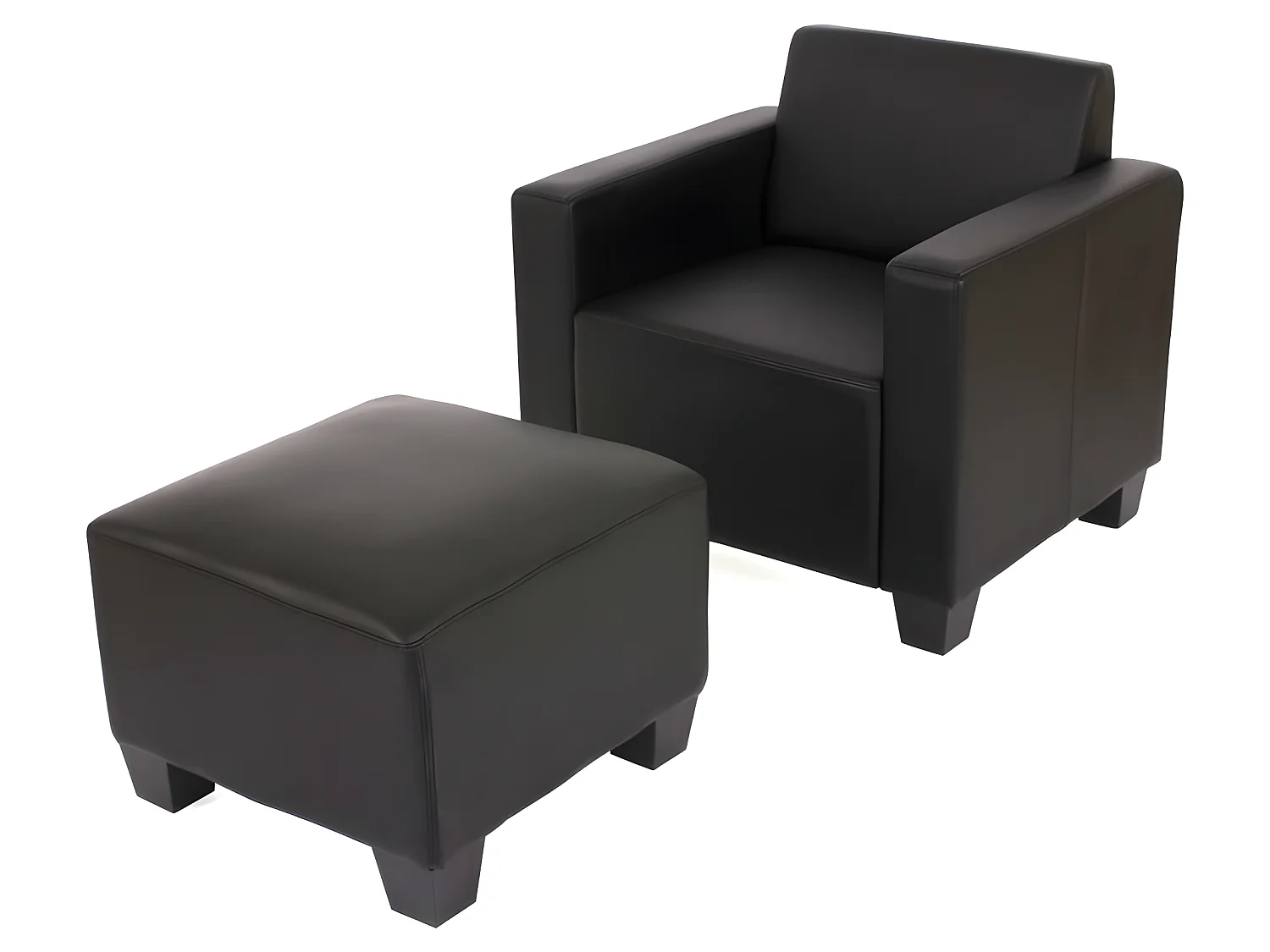 Salotto modulare componibile lounge moderno Lione N71 ecopelle poltrona con poggiapiedi nero