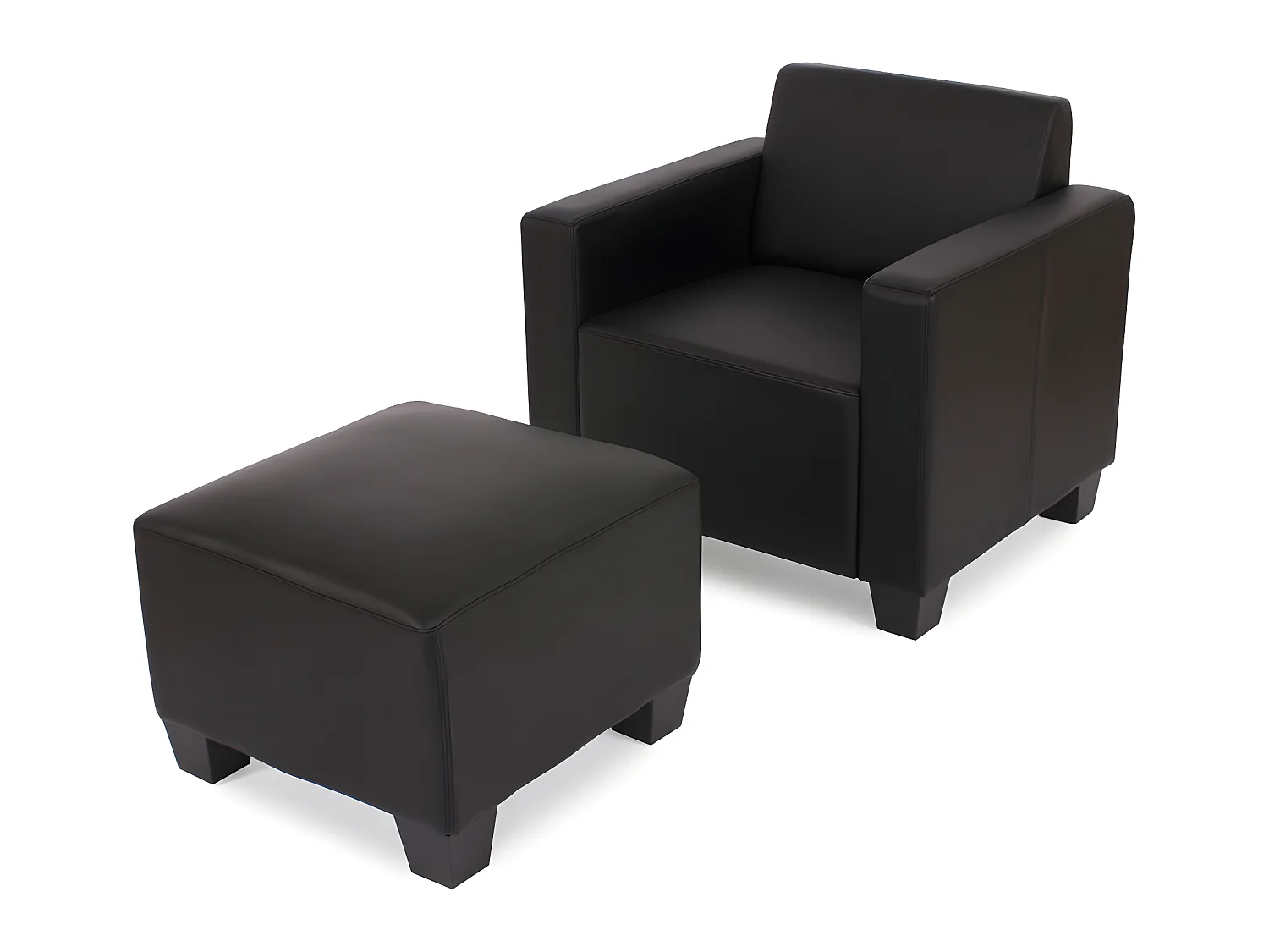 Fauteuil avec ottomane Moncalieri,  noir