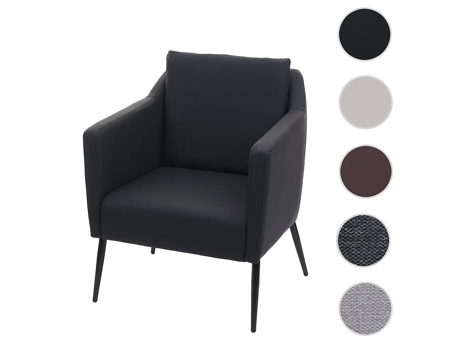 Poltrona Lounge sedia relax elegante moderno MCW-H93a 88x70x70cm ~ ecopelle nero