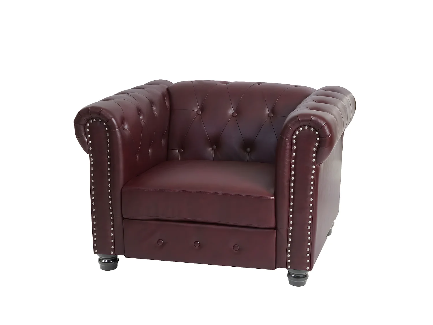 Relaxfauteuil Edinburgh ronde poten,  ronde poten, roodbruin met voetenbankje