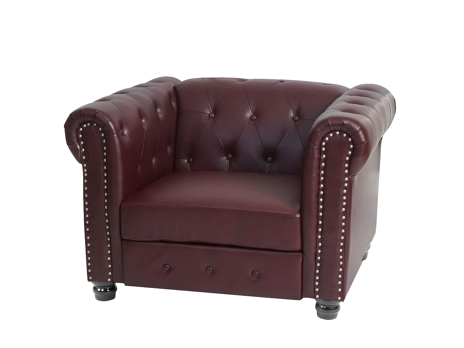 Fauteuil relax Edinburgh Pieds ronds,  pieds ronds, brun rouge avec ottomane