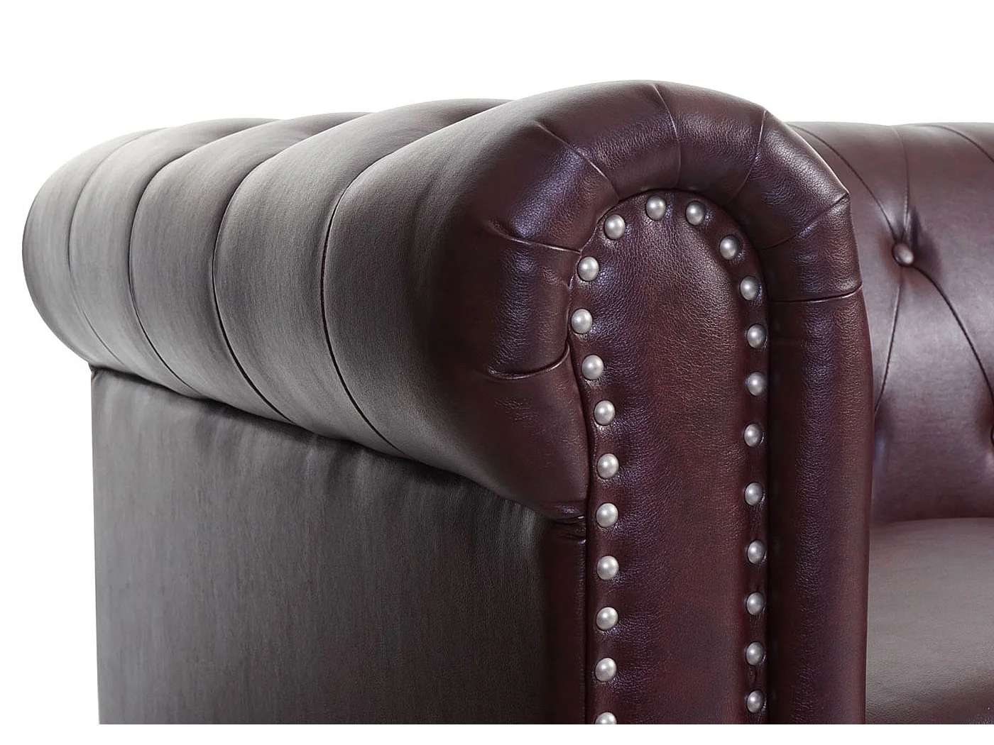 Fauteuil relax Edinburgh Pieds ronds,  pieds ronds, brun rouge avec ottomane