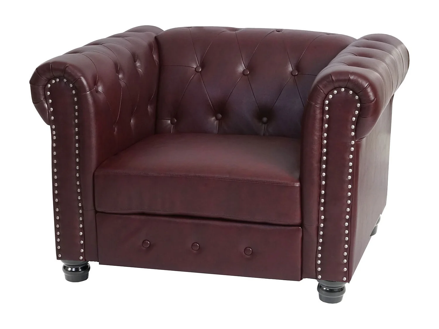 Fauteuil relax Edinburgh Pieds ronds,  pieds ronds, brun rouge avec ottomane