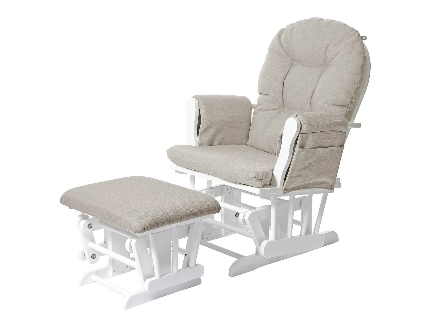Relaxsessel MCW-C76 Schwingstuhl, Stoff/Textil, creme, Gestell weiß