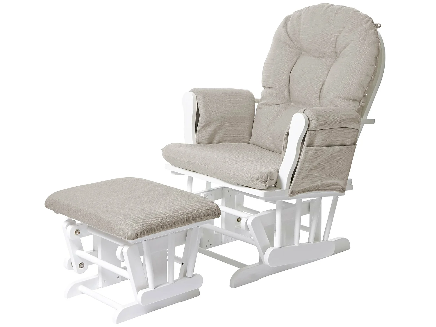 Fauteuil relax MCW-C76 Fauteuil oscillant,  crème, monture blanche