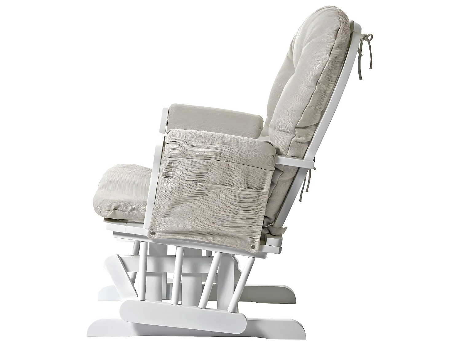 Fauteuil relax MCW-C76 Fauteuil oscillant,  crème, monture blanche