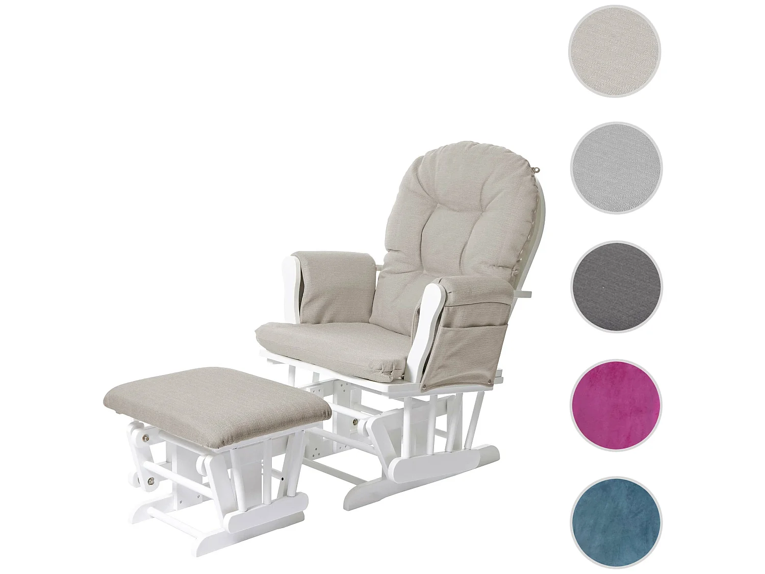 Fauteuil relax MCW-C76 Fauteuil oscillant,  crème, monture blanche