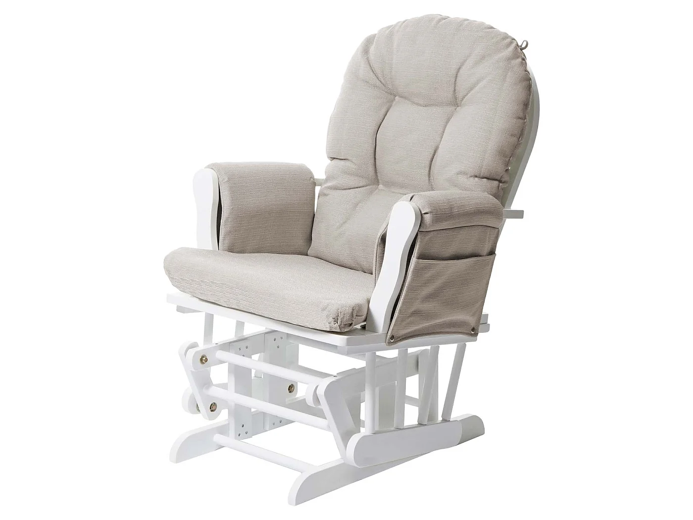 Leżanka MCW-C76 Krzesło obrotowe,  tkanina/tekstylia, kremowy, rama biała