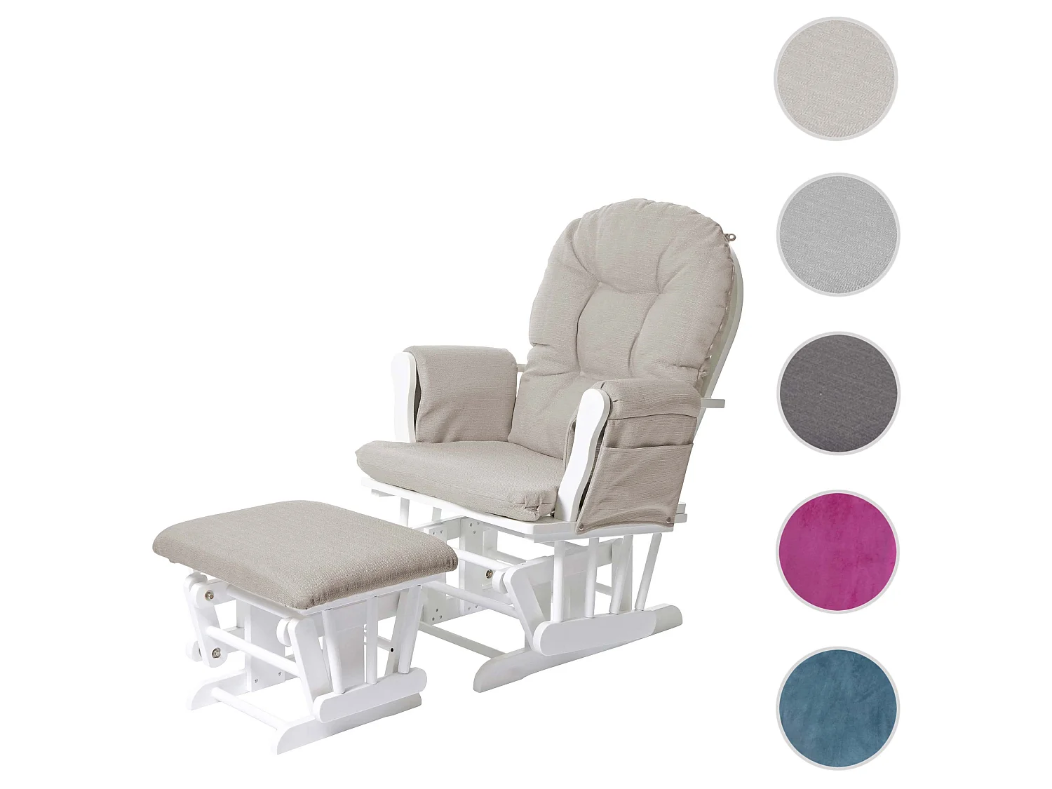 Leżanka MCW-C76 Krzesło obrotowe,  tkanina/tekstylia, kremowy, rama biała