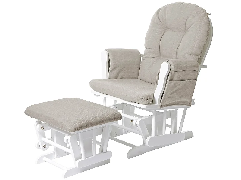 Fauteuil relax MCW-C76 Fauteuil oscillant,  crème, monture blanche