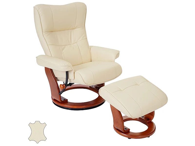 Relaxfauteuil Edmonton met voetenbank,  crème, honingkleurig