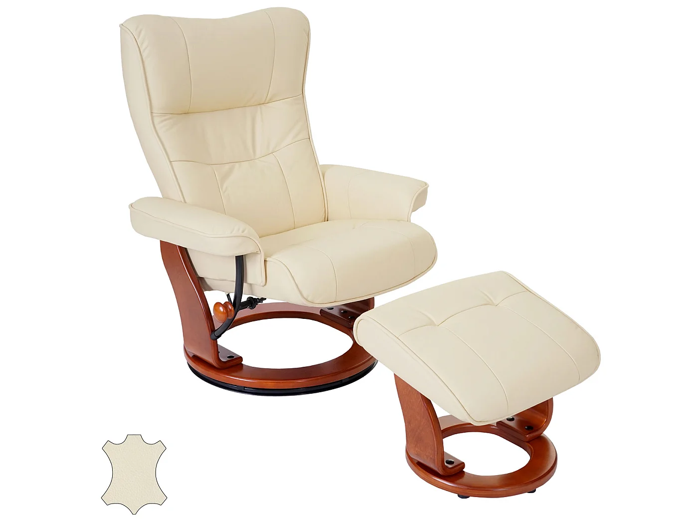 Relaxfauteuil Edmonton met voetenbank,  crème, honingkleurig