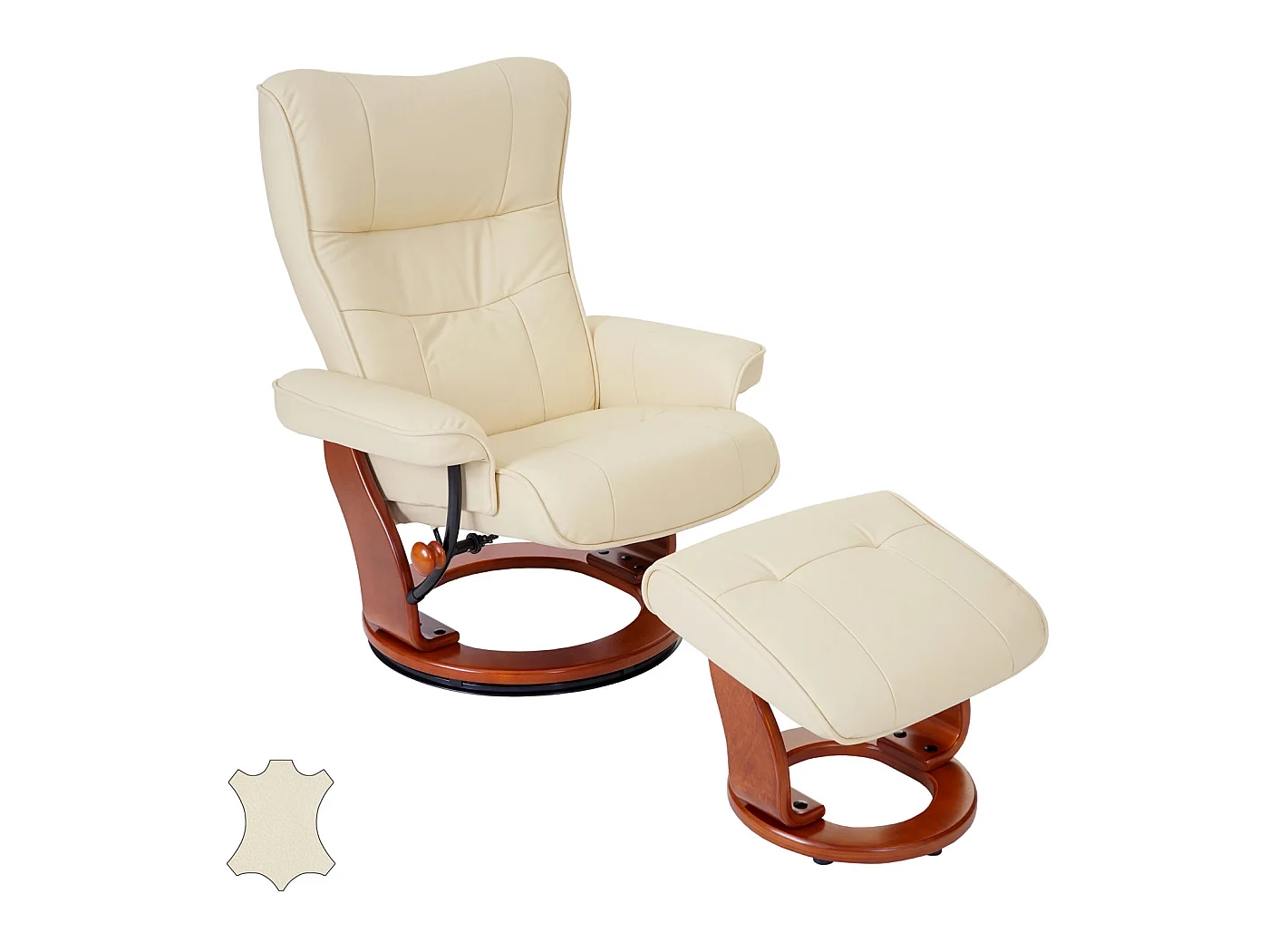Fauteuil relax Edmonton avec pouf,  crème, doré
