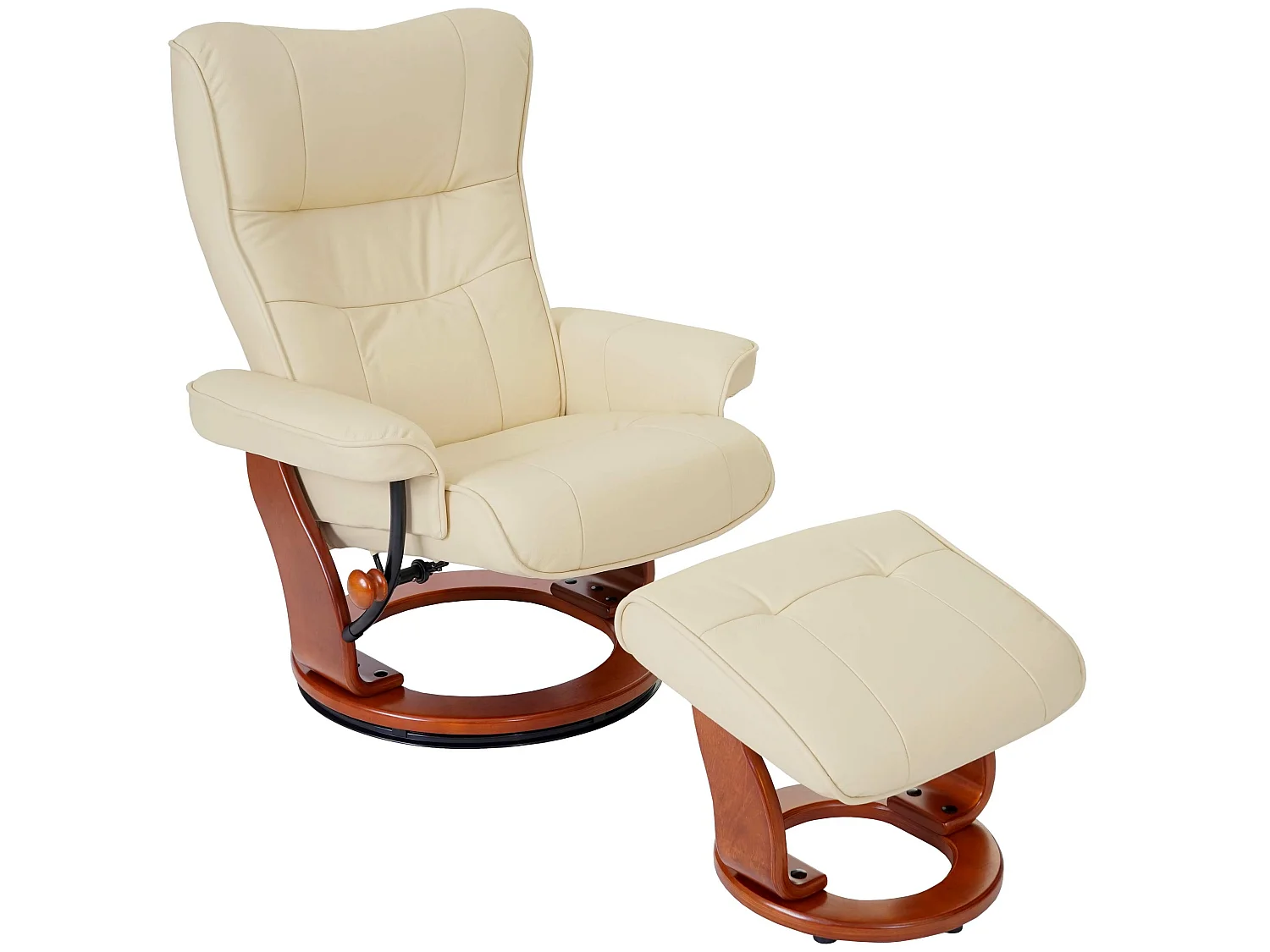 Fauteuil relax Edmonton avec pouf,  crème, doré