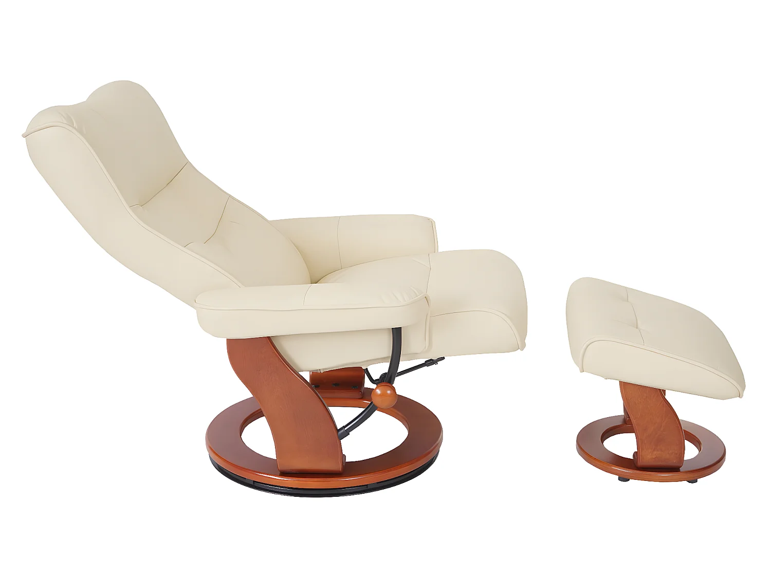 Fauteuil relax Edmonton avec pouf,  crème, doré