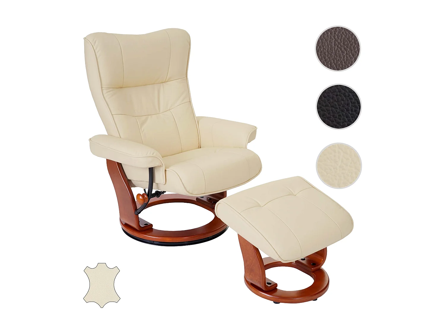 Leżanka Edmonton z taboretem,  kremowy, miodowy