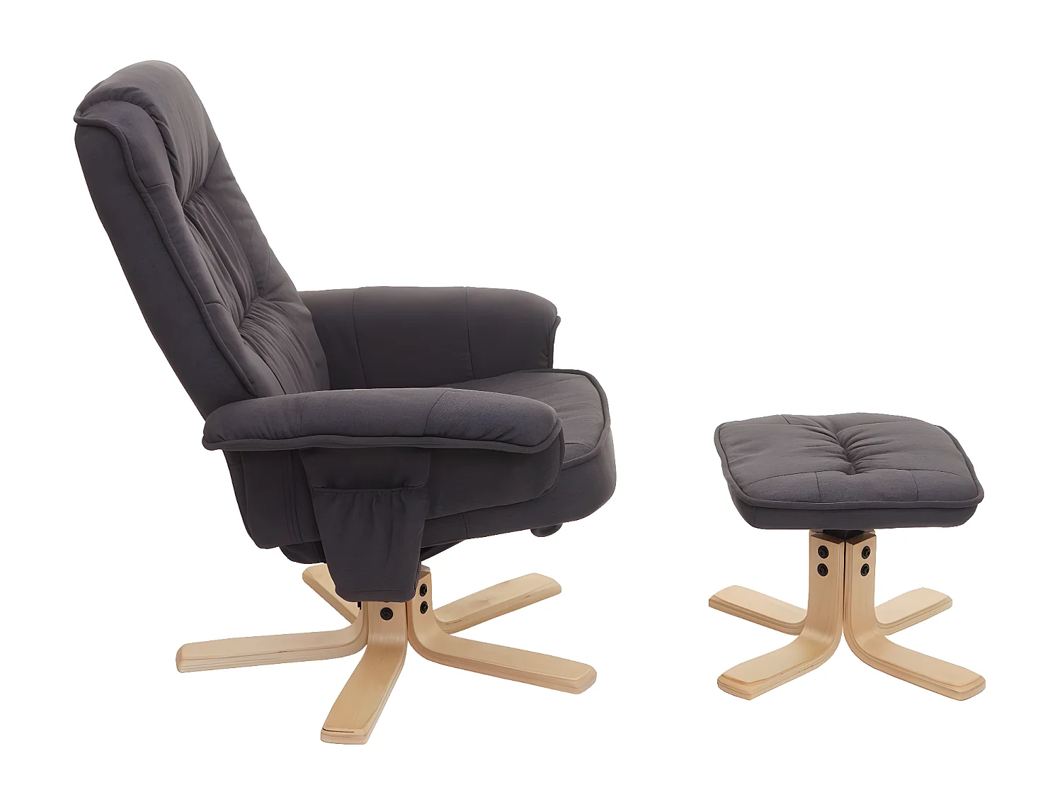 Sillón relax H56 con taburete,  gris oscuro