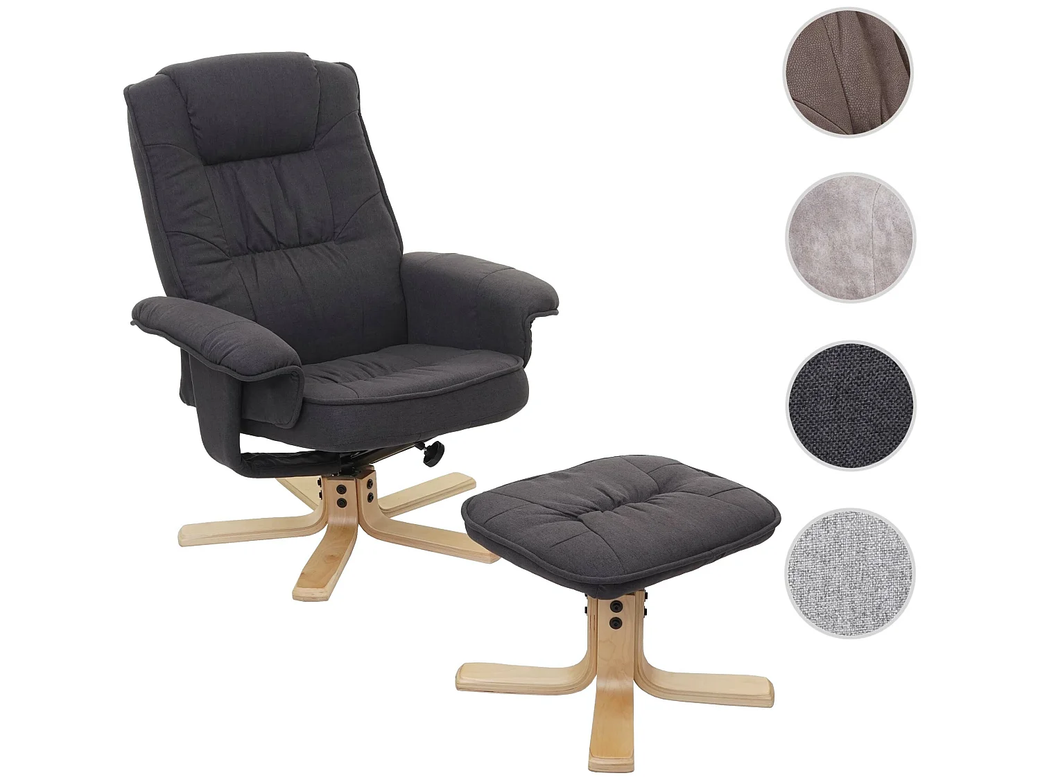 Fotel Relax H56 z taboretem,  ciemnoszary