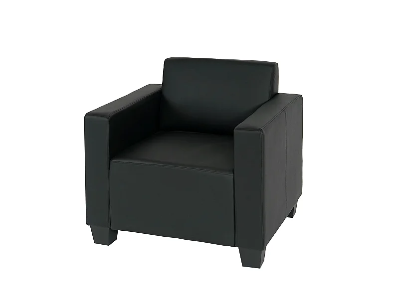 Salotto modulare componibile lounge moderno Lione N71 ecopelle poltrona nero