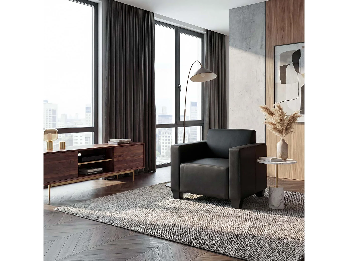 Fauteuil lounge Moncalieri,  noir