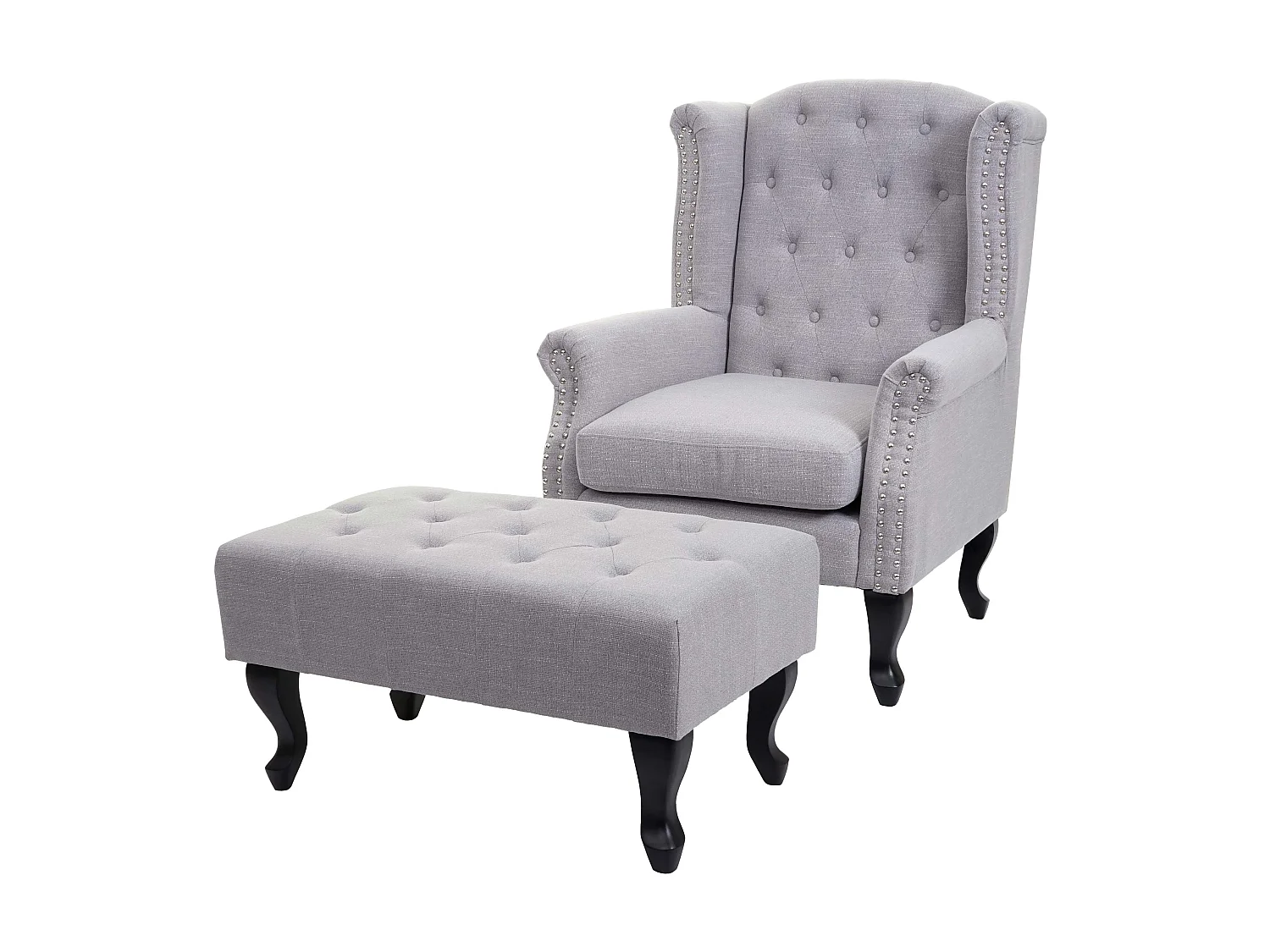 Fauteuil de relaxation Oxford,  gris avec ottomane