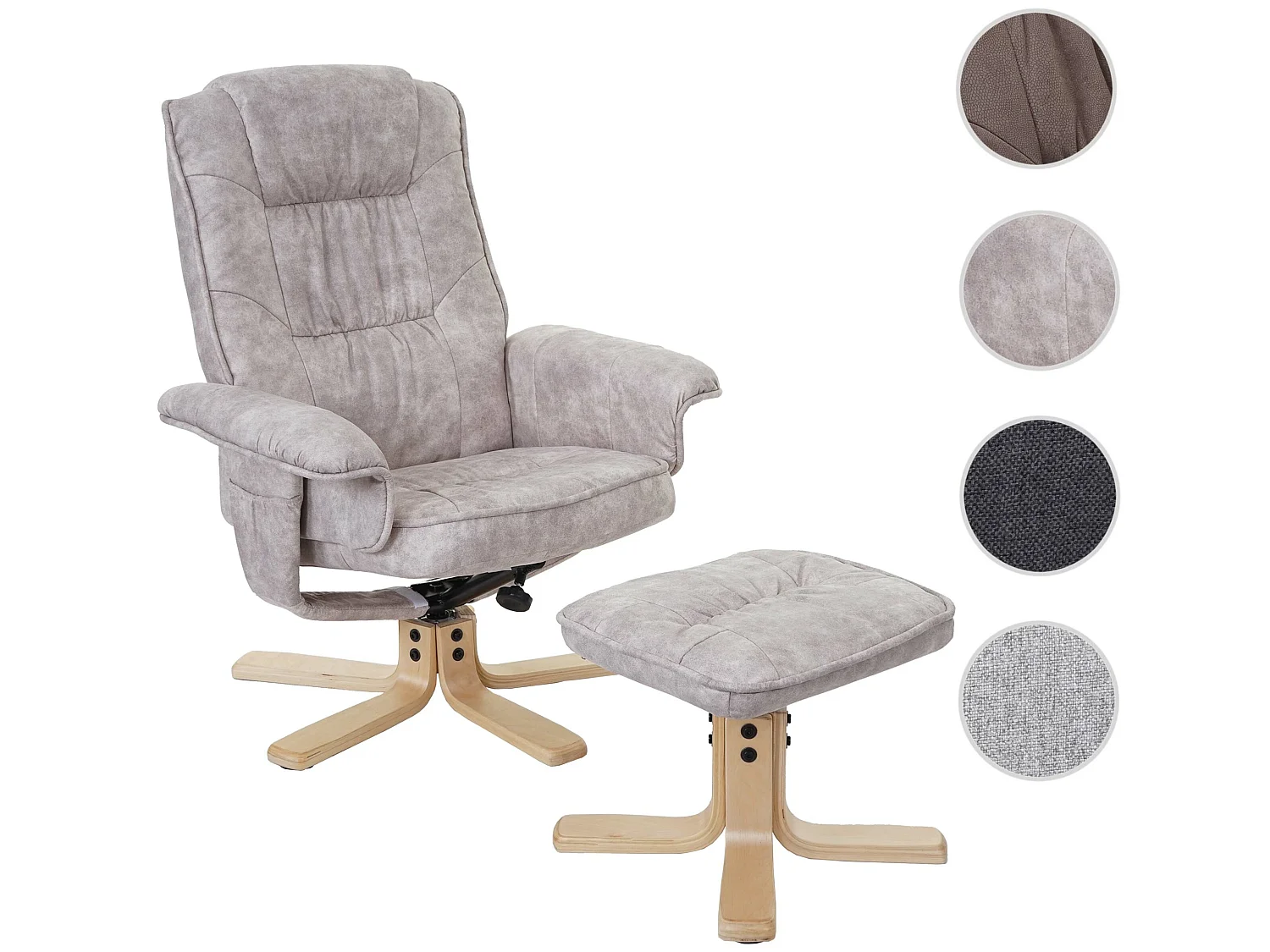 Fauteuil relax H56 avec pouf,  crème