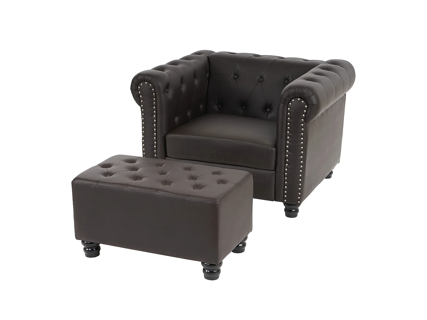 Fauteuil relax Edinburgh Pieds ronds,  pieds ronds, brun antique