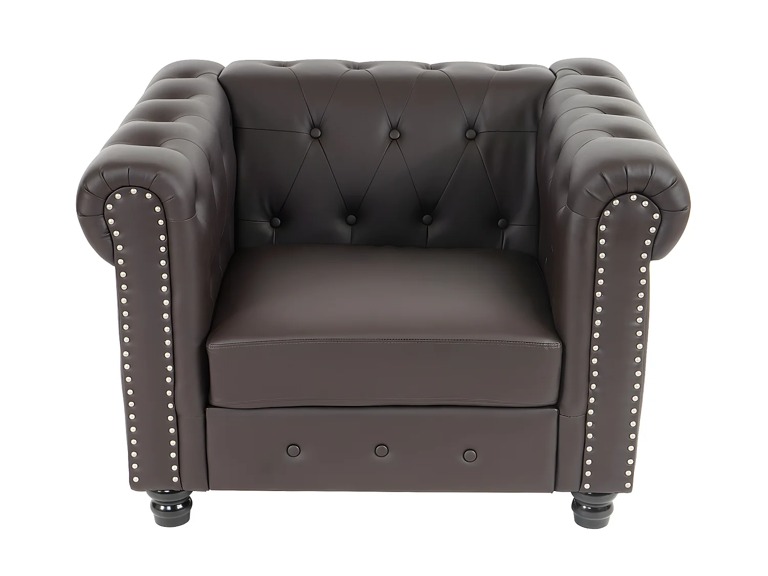 Relaxfauteuil Edinburgh ronde poten,  ronde poten, bruin met voetenbankje