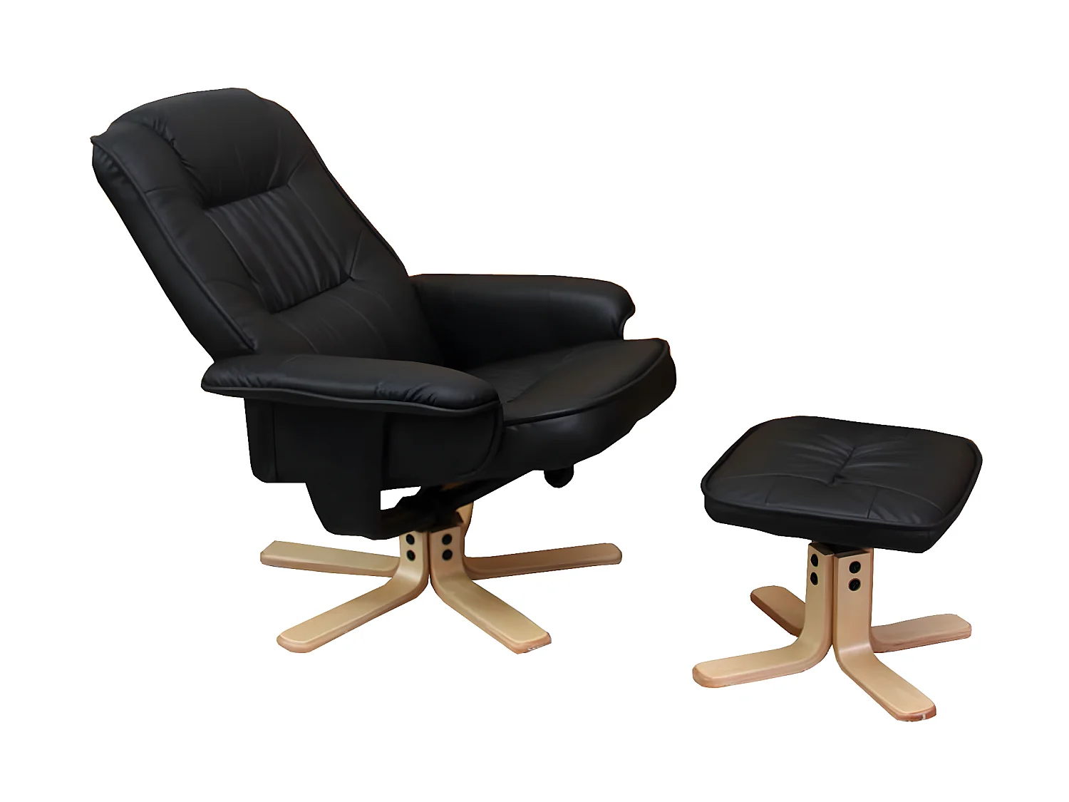 Relaxfauteuil H56 met voetenbank,  zwart
