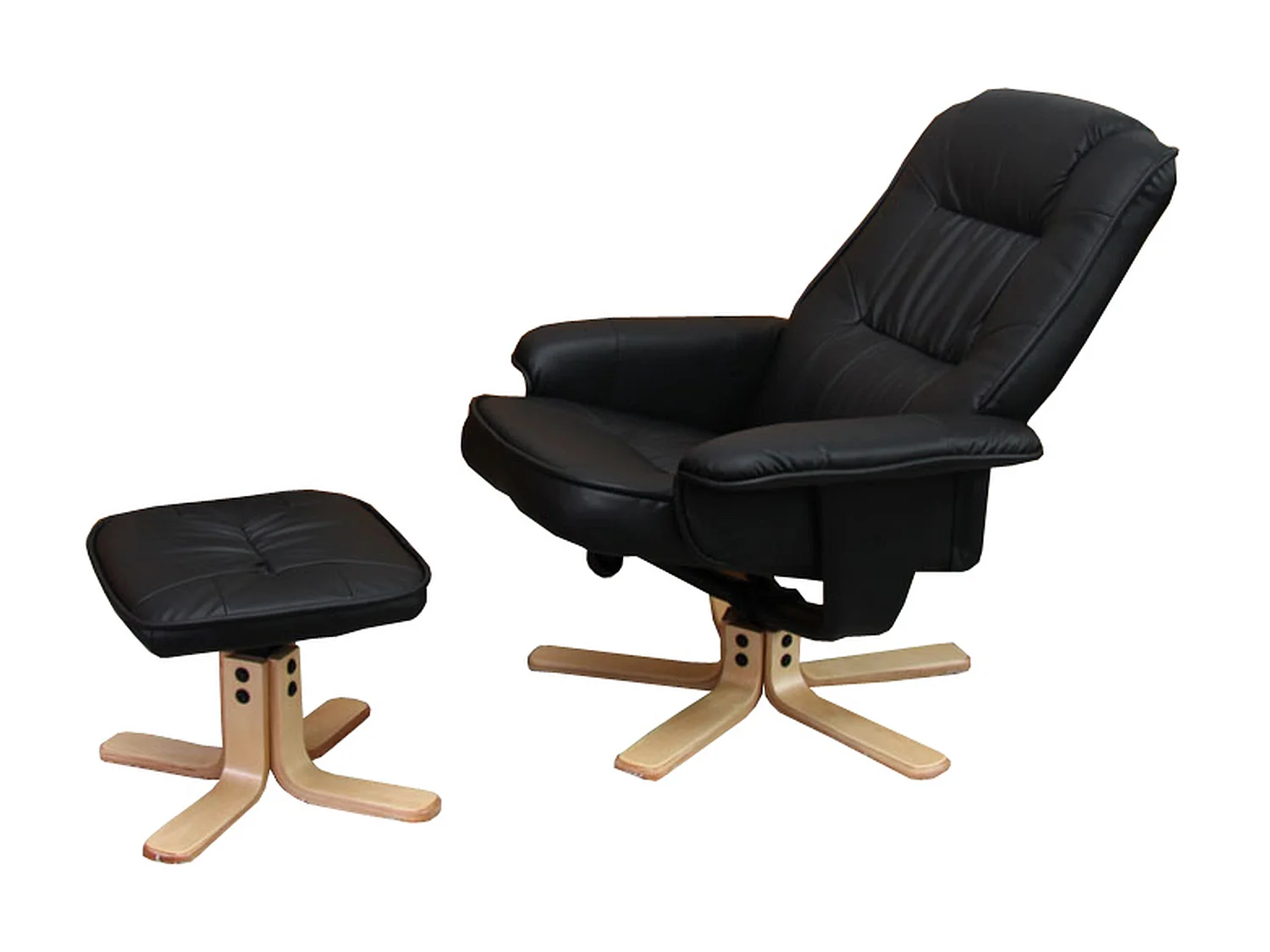 Relaxfauteuil H56 met voetenbank,  zwart