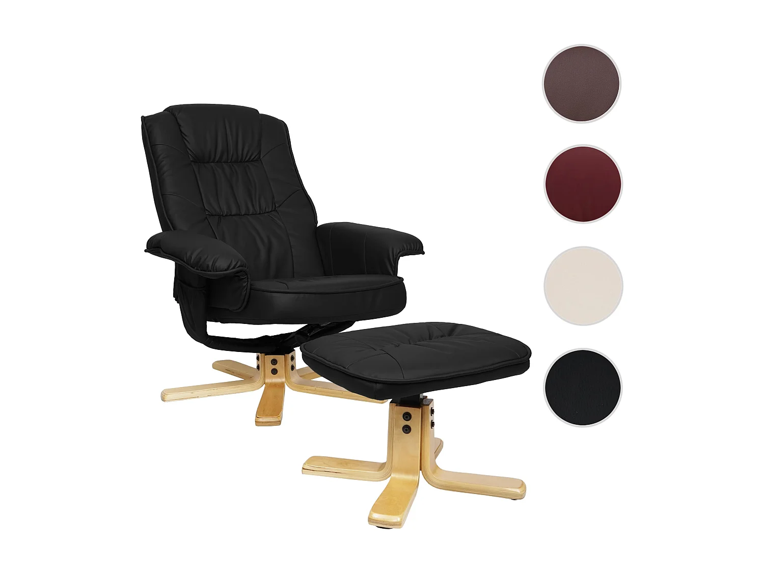 Fotel relaksacyjny H56 z podnóżkiem,  czarny