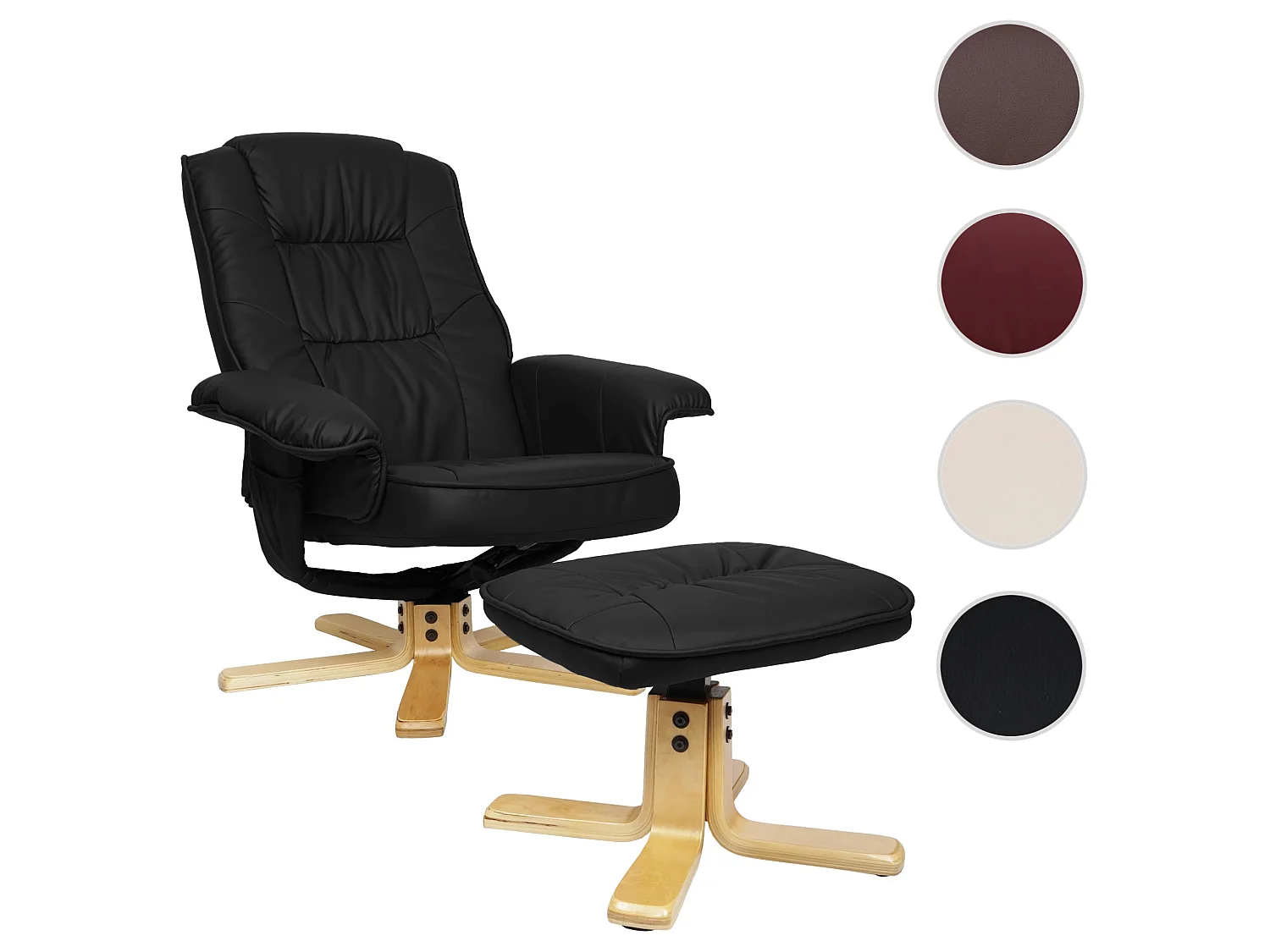 Relaxsessel H56 mit Hocker, Schwarz
