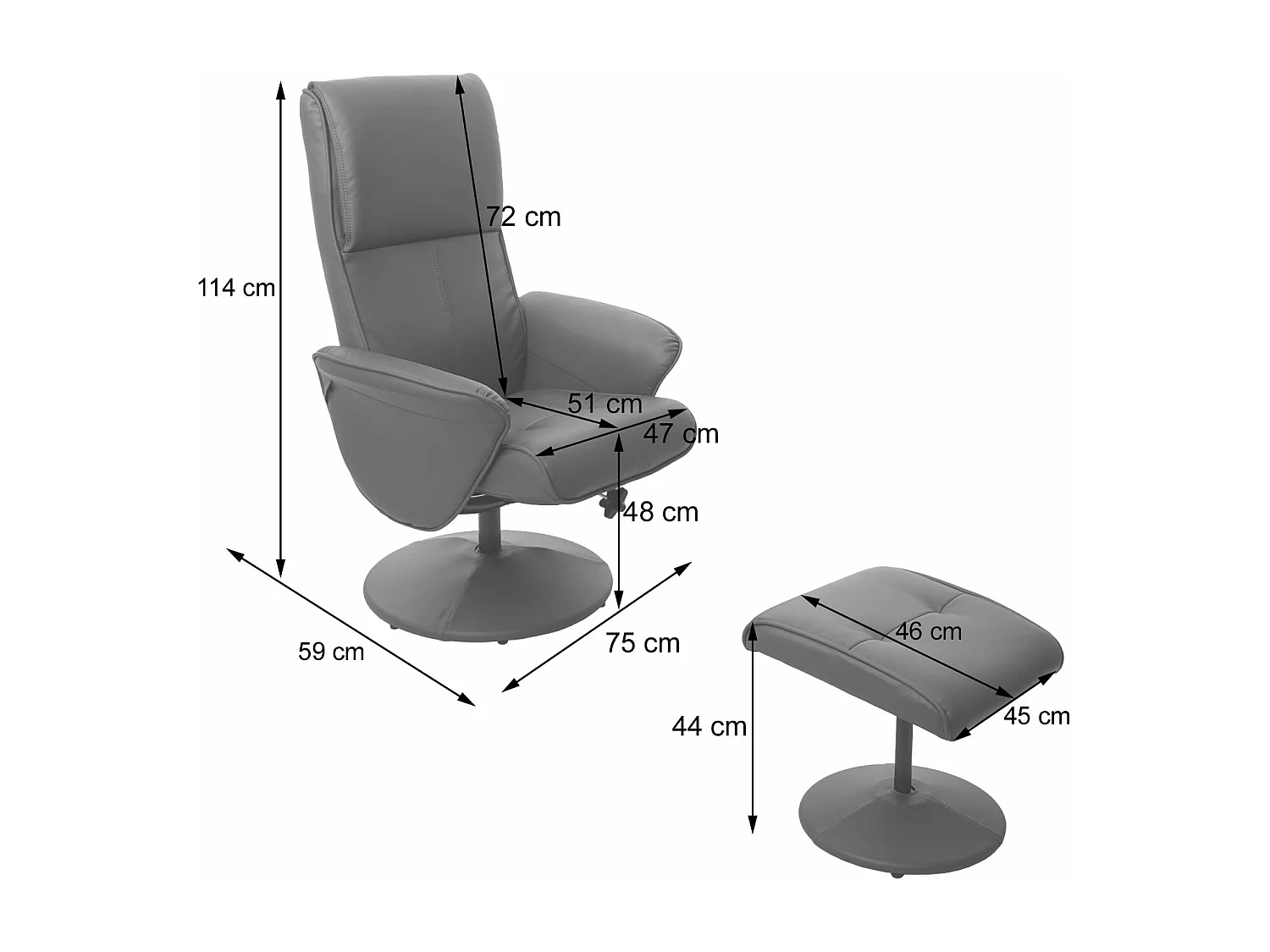 Sillón reclinable Stockholm,  polipiel, crema
