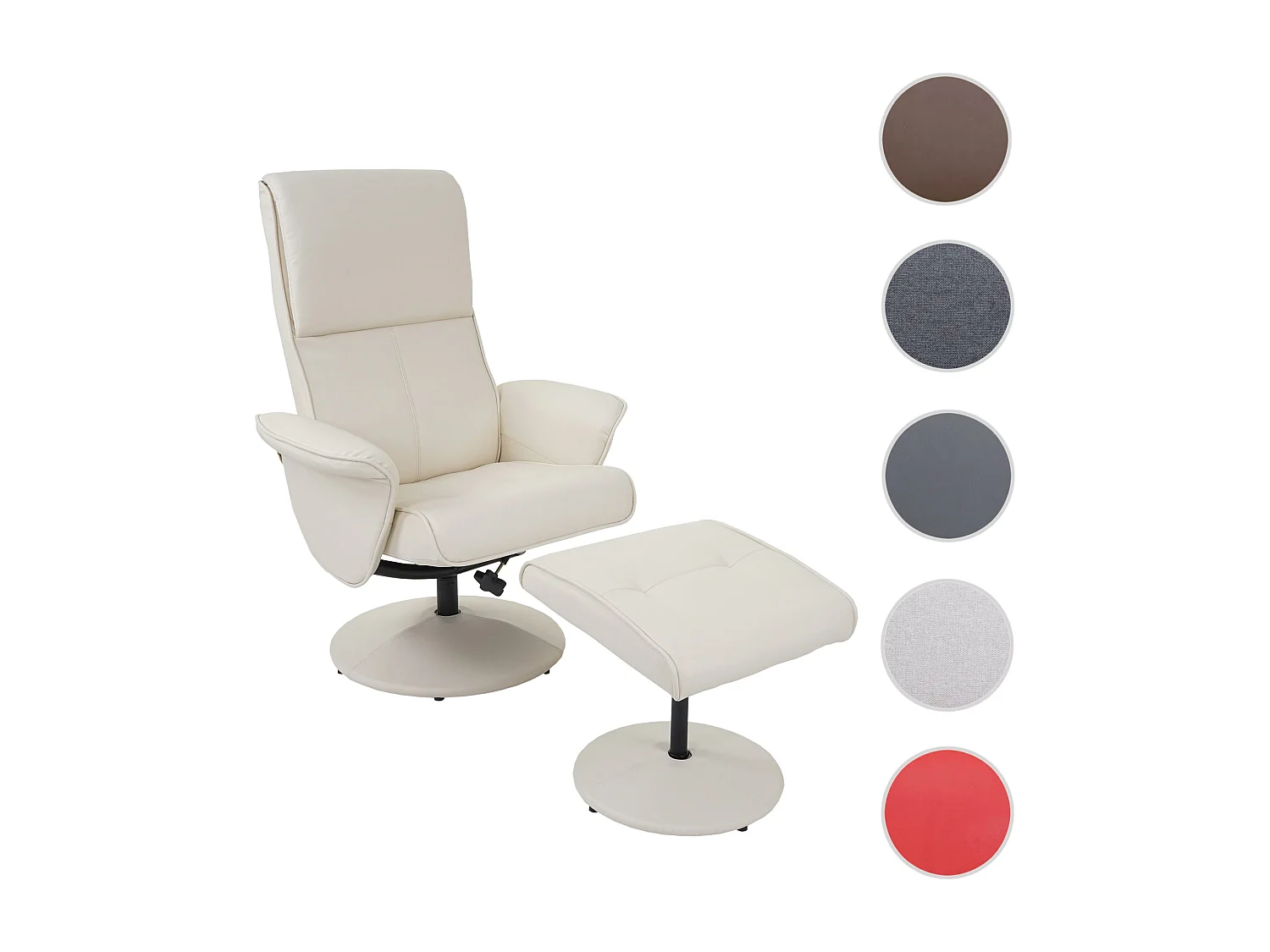 Sillón reclinable Stockholm,  polipiel, crema