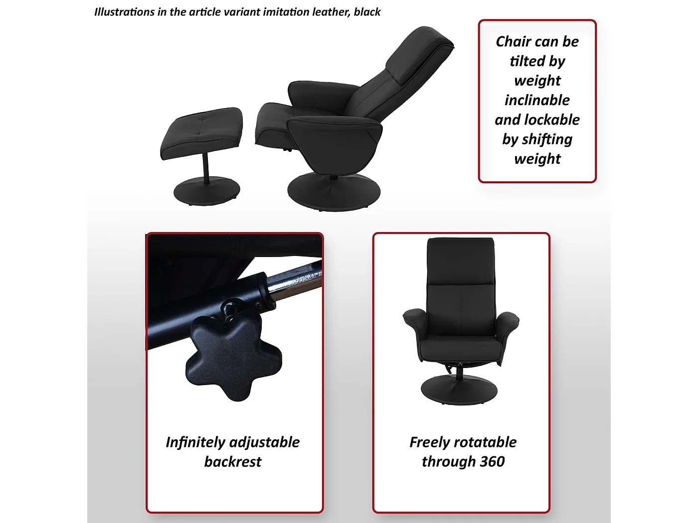 Fauteuil de relaxation Stockholm,,  similicuir, crème