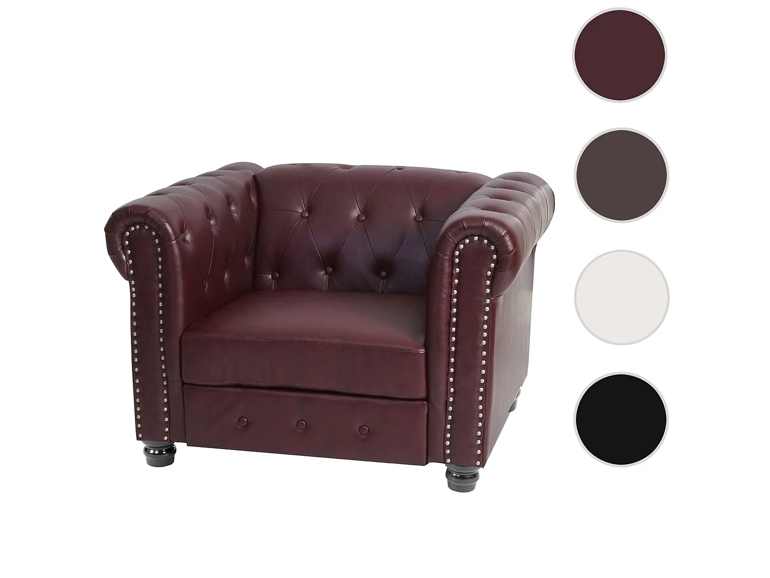 Fauteuil relax Edinburgh Pieds ronds,  pieds ronds, brun rouge