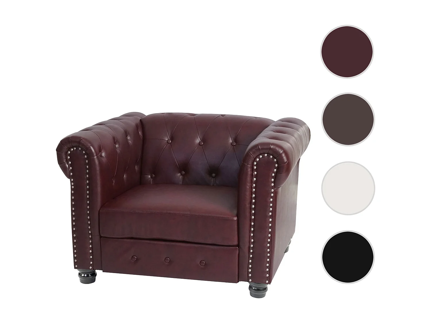 Relaxfauteuil Edinburgh ronde poten,  ronde poten, roodbruin