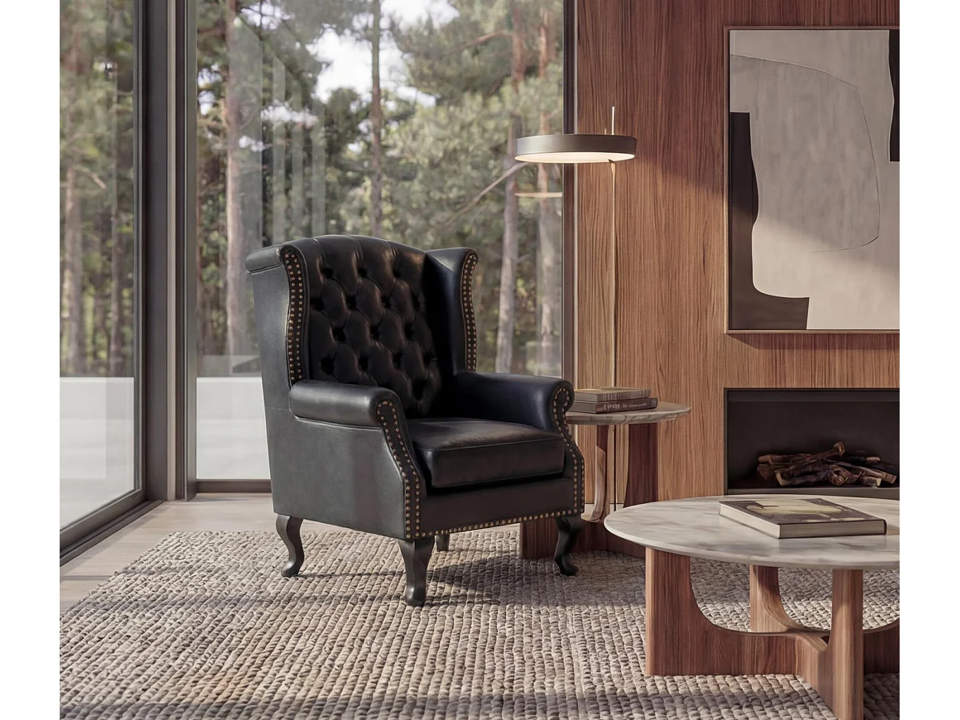 Fotel relaksacyjny Oxford,  czarny bez otoman