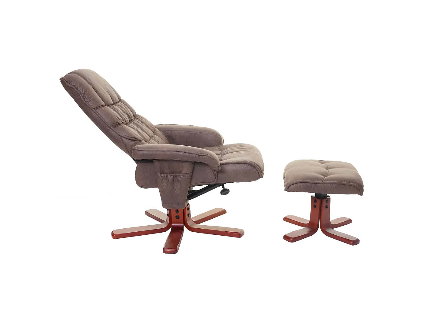 Relaxfauteuil MCW-E30 met voetenbank,  imitatie suède bruin